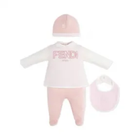 芬迪/Fendi 粉红色府绸和平纹针织婴儿套装-婴儿套装-FENDI芬迪中国官网 BUK0865V0F1FXZ-8056867851516