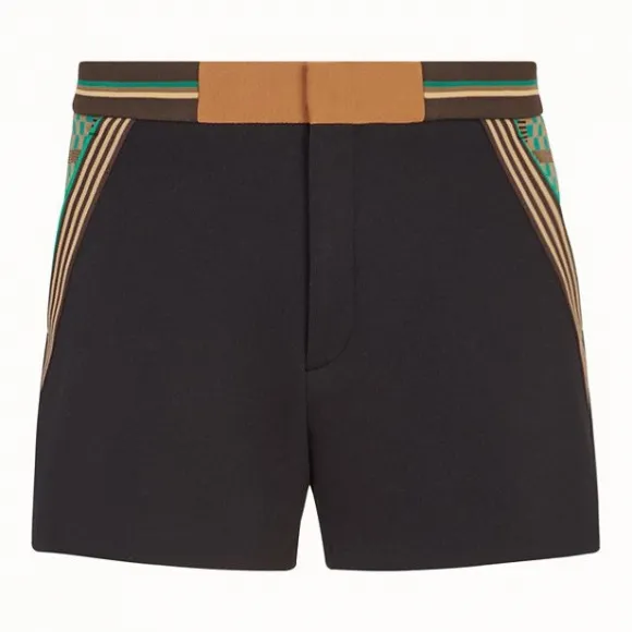 芬迪/Fendi 长裤_黑色棉针织百慕大短裤 FB0473 A70 SF0QA1