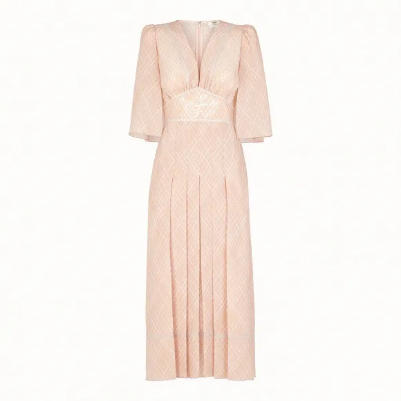 芬迪/Fendi 洋装_粉红色双绉广东绉纱洋装 FD9834 A5G BF14FQ