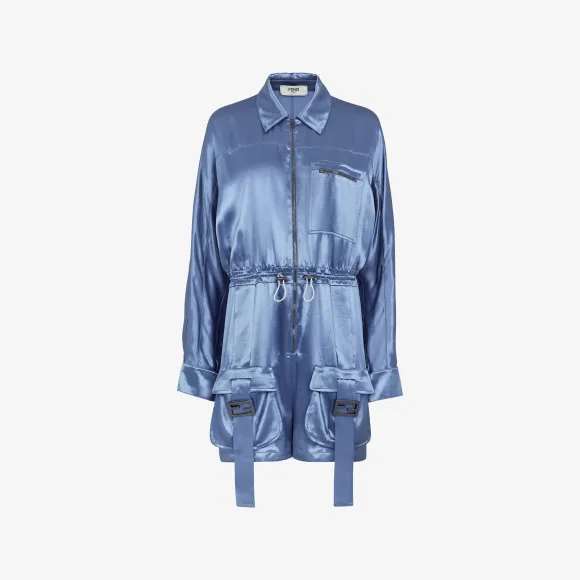 芬迪/Fendi 连体衣-蓝色人造丝短款连体衣-女士外套 FDC736ANQ9F1KE5 8057712169657