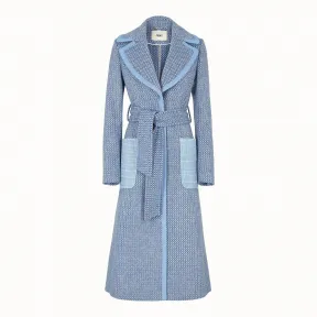 芬迪/Fendi 大衣_粉蓝色羊毛风衣 FF8393 A5V RF14PJ