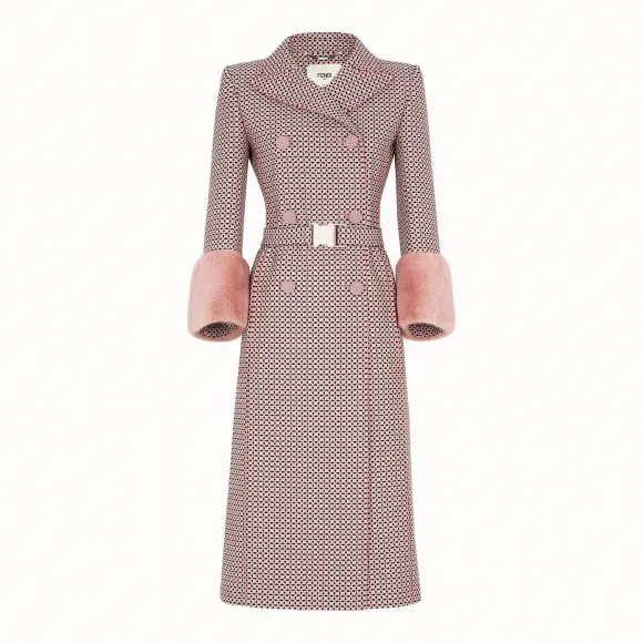 芬迪/Fendi 大衣_粉红色羊毛外套 FF8426 A5G YF14PH