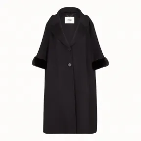 芬迪/Fendi 大衣_黑色羊毛外套 FF8520 W1D F0ZNJ