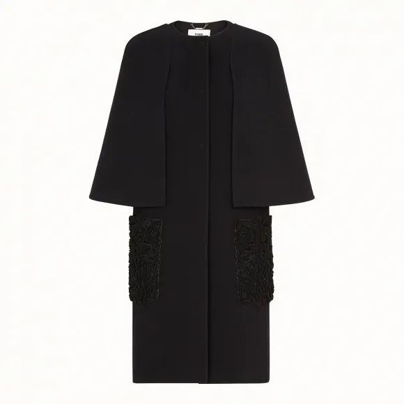 芬迪/Fendi 大衣_黑色羊毛外套 FF8596 A5G OF0GME