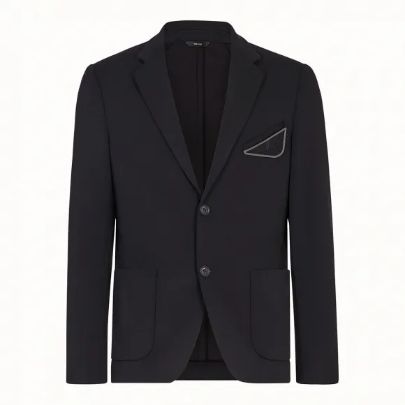 芬迪/Fendi 夹克_黑色针织休闲西装 FJ0558 A70 YF0QA1