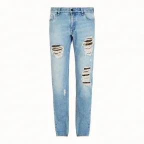 芬迪/Fendi 牛仔系列_蓝色牛仔裤 FLP201 A0X 4F0UV2