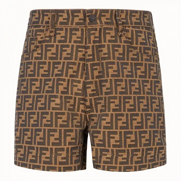 芬迪/Fendi 牛仔系列_棕色牛仔百慕大短裤 FLP242 A6W JF1440