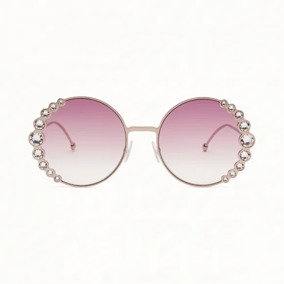 芬迪/Fendi RIBBONS & CRYSTALS_粉红色太阳镜 FOG386 V1T F0ZSY