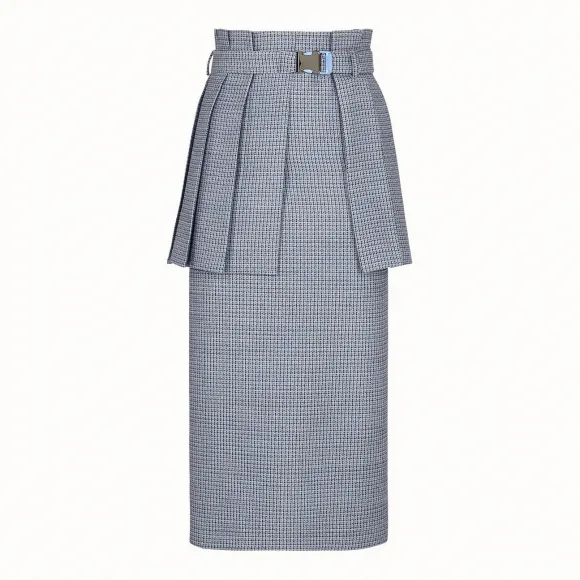 芬迪/Fendi 半身裙_小格子羊毛真丝半身裙 FQ7021 A5G VF14PJ