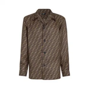 芬迪/Fendi 衬衫_棕色真丝衬衫 FS0747 A4J KF0QE1