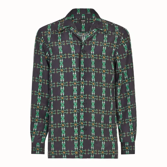 芬迪/Fendi 衬衫_黑色真丝衬衫 FS0747 A75 HF0QA1