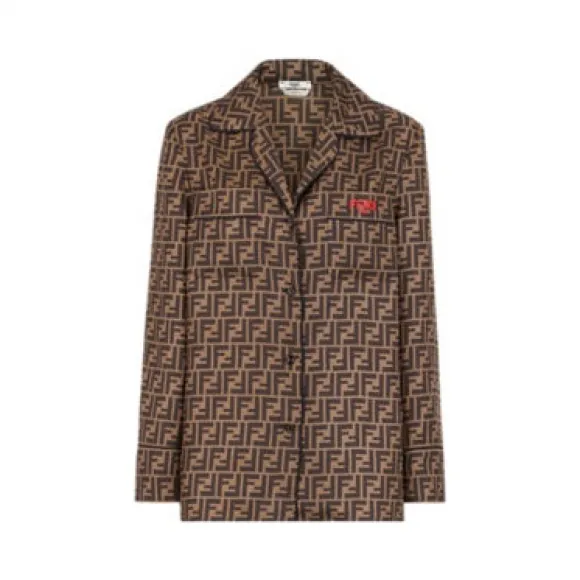 芬迪/Fendi 棕色FF经典图案桑蚕丝衬衫-女士成衣-FENDI芬迪官网 FS6993A8G3F118W-8055512846549