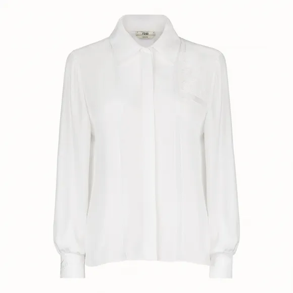 芬迪/Fendi 衬衫_白色中式绉绸衬衫 FS7076 O2R F0ZNM