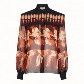 芬迪/Fendi 衬衫_拼色乔其纱衬衫 FS7144 A6Y OF16EF