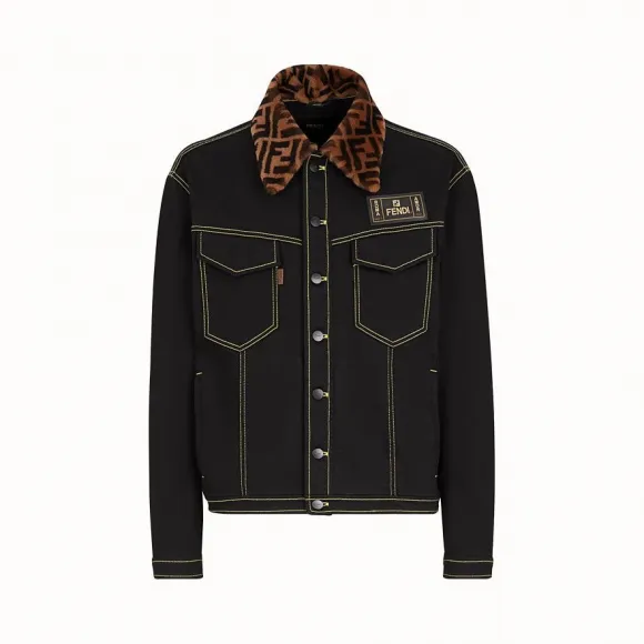 芬迪/Fendi 夹克_黑色牛仔夹克 FW0918 A4Q NF0QA1