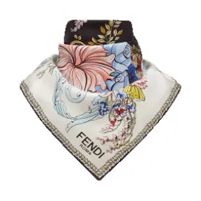 芬迪/Fendi 女士黑色 BLAZON BANDANA真丝方巾 FXT091 8Y3 F0GME