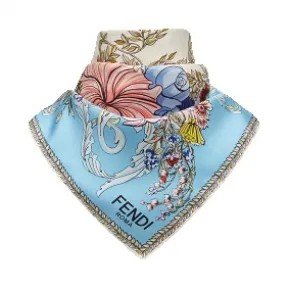 芬迪/Fendi 女士白色 BLAZON BANDANA真丝方巾 FXT091 8Y3 F0ZNM