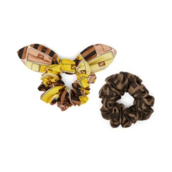 芬迪/Fendi 拼色桑蚕丝发带两件装-FENDI芬迪官网 FXT268AEVIF0AA0-8058613455245