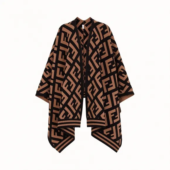 芬迪/Fendi FF外套式斗篷_棕色针织外套式斗篷 FXX703 A2O JF0QE1