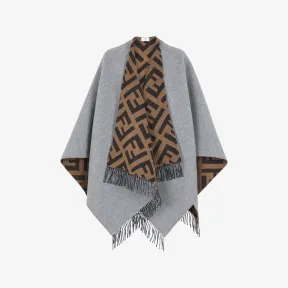 芬迪/Fendi FF斗篷-灰色羊毛和羊绒斗篷-女士围巾和丝巾 FXX715AEOWF0DYJ 8054321984725