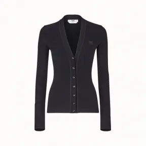 芬迪/Fendi 黑色真丝和羊毛开衫 FZC612AAVFF0GME