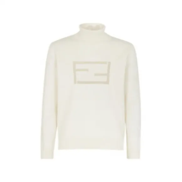芬迪/Fendi 套头衫 - 白色羊毛高领衫 FZX117AM69F1J7C