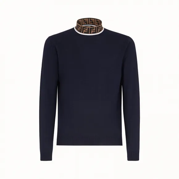 芬迪/Fendi 高翻领毛衣_蓝色羊毛毛衣 FZZ411 A4G CF0PG9