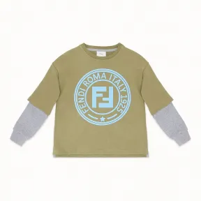 芬迪/Fendi 双效果运动衫_卡其色棉质运动衫 JMH090 5V0 F15A1