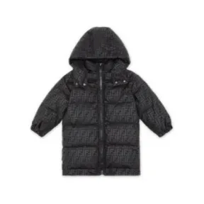 芬迪/Fendi 长款羽绒服-黑尼龙青少年羽绒服  JUA096AEZMF0GME