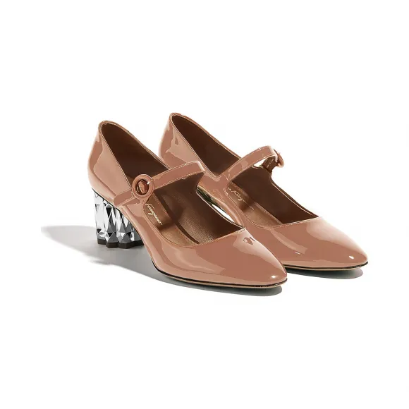 菲拉格慕/Salvatore Ferragamo 花朵造型鞋跟玛丽珍鞋 01Q032_715399