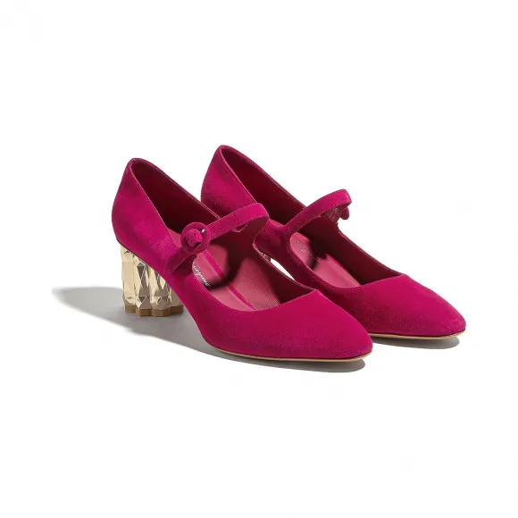 菲拉格慕/Salvatore Ferragamo 花朵造型鞋跟玛丽珍鞋 01Q032_715405