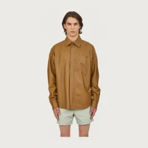 菲拉格慕/Salvatore Ferragamo 男士 米色 纳帕皮衬衫外套 141513-752081