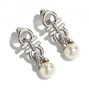 菲拉格慕/Salvatore Ferragamo 珍珠Gancini扣饰耳饰 760166_707351