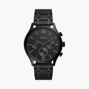 化石/Fossil Fenmore Midsize Multifunction Black Stainless Steel Watch BQ2365