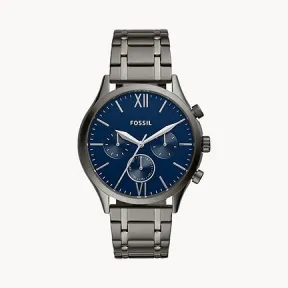 化石/Fossil Fenmore Midsize Multifunction Smoke Stainless Steel Watch BQ2401