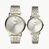 化石/Fossil His and Her Lux Luther Three-Hand Two-Tone Stainless Steel Watch Gift Set BQ2467SET