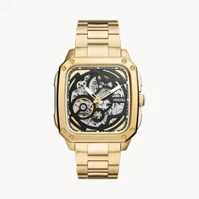 化石/Fossil Inscription Automatic Gold-Tone Stainless Steel Watch BQ2573