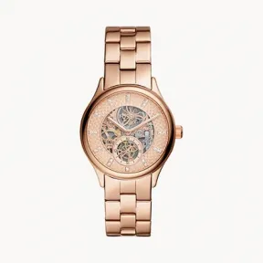 化石/Fossil Modern Sophisticate Automatic Rose Gold-Tone Stainless Steel Watch BQ3651