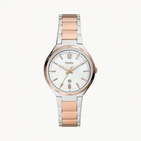 化石/Fossil Ashtyn Three-Hand Date Two-Tone Stainless Steel Watch BQ3742