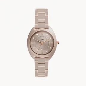 化石/Fossil Gabby Three-Hand Date Salted Caramel Stainless Steel and Ceramic Watch CE1110