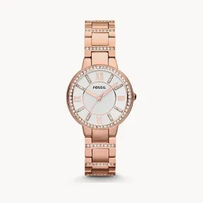 化石/Fossil Virginia Rose-Tone Stainless Steel Watch ES3284