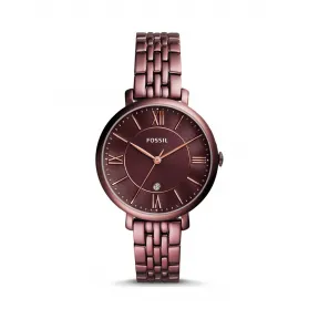化石/Fossil Jacqueline 酒红色三指针日期显示不锈钢表带腕表 ES4100