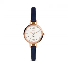 化石/Fossil Annette 三指针海军蓝真皮表带腕表 ES4359