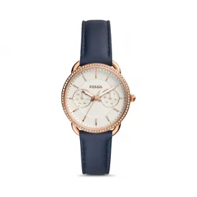 化石/Fossil Tailor 多功能海军蓝真皮腕表 ES4394