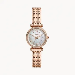 化石/Fossil Carlie Mini Three-Hand Rose Gold-Tone Stainless Steel Watch ES4648