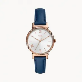 化石/Fossil Daisy Three-Hand Midnight Navy Leather Watch ES4862