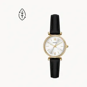 化石/Fossil Carlie Three-Hand Black Eco Leather Watch ES5127