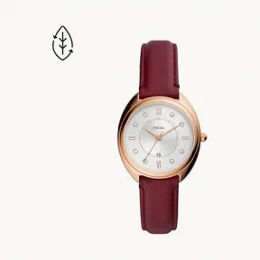 化石/Fossil Gabby Three-Hand Date Burgundy Eco Leather Watch ES5148