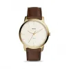 化石/Fossil The Minimalist 三指针棕色真皮表带腕表 FS5397
