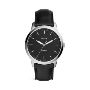 化石/Fossil The Minimalist 三指针黑色真皮表带腕表 FS5398